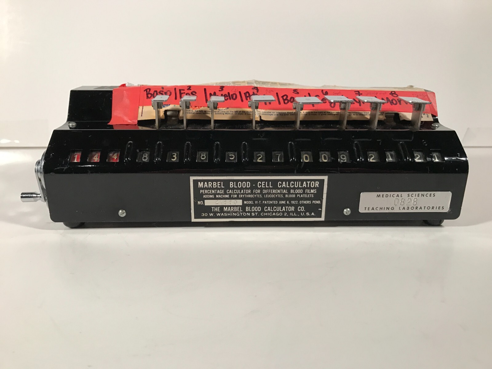 Vintage Marbel Blood - Cell Calculator Counter Model VI-T Patent 1922