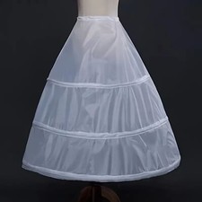 Elegant White 3-Hoop Petticoat for Gowns Polyester Nylon Wedding Dresses Formal