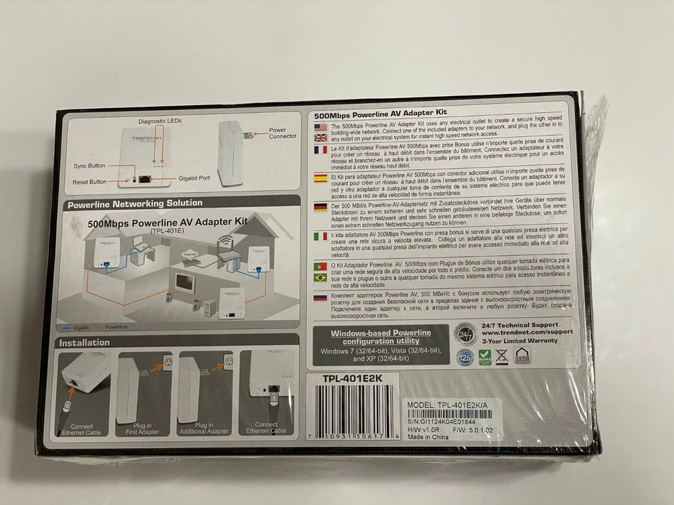 Original TRENDnet TPL-401E 500 Mbps Powerline Ethernet AV Adapter White US - Image 2 of 2
