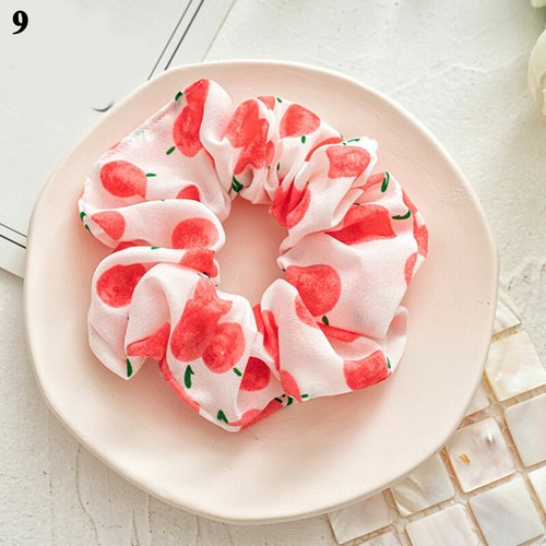 Fruit Print Scrunchies Hair Rope Elastic Hair Rubber Band Stretch Hair Ring Girl - Picture 20 of 21