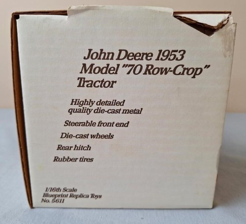Ertl John Deere 1953 70 Row Crop Tractor 1/16 Scale NIB 5611 1991 Special Edt. - Picture 8 of 10
