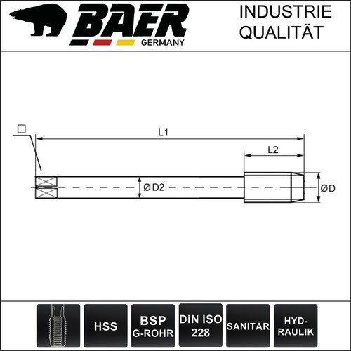 BAER Gewindeschneider G Rohrgewinde G1/8 G1/4 G3/8 G1/2 G3/4 G1 Zoll HSSG - Bild 3 von 6
