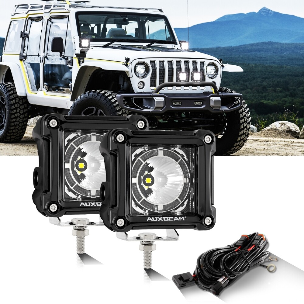 AUXBEAM 3 LED Work Light Spot Cube Pods Bar Driving Fog Lamp for