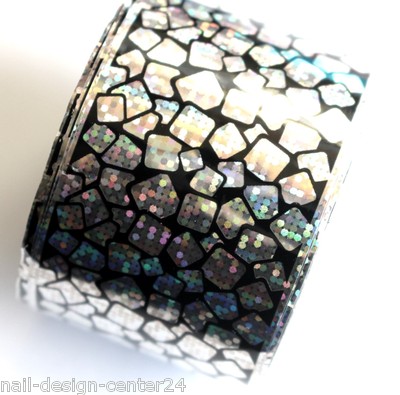 TransferFolie Nagelfolie Zauberfolie 15x4  * Laser Square Silber Schwarz * Folie