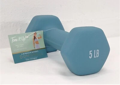 Single 5lb Hand Weight Neoprene Hex dumbbell Blue Tone It Up Fitness comfort