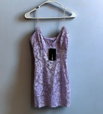 Fashion Nova Sexy Embrace The Lace Lilac Lavender Sheer Lace Dress Sz XS NWT
