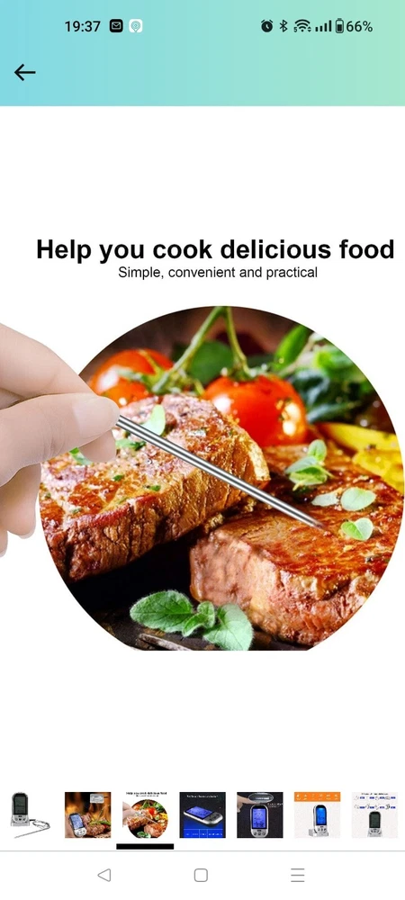 Meat Thermometer Wireless Electronic Digital Food Meat Thermometer LCD Large...