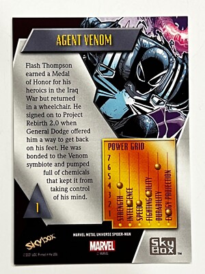 2022 Marvel Metal Spider-Man Achievement Blue Neon 001 #1 AGENT