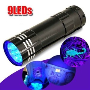 Bleu Argent ou Rouge 9 DEL Aluminium Torche en Noir