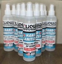 Case of 12 Hand Sanitizers LiQUiD PERFORMANCE Spray Cap 8 oz ( FDA Approved) USA
