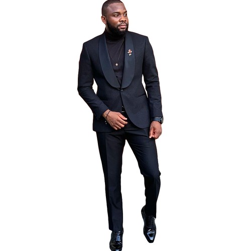 Formal Pants Suits for Men Wedding Tuxedo Shawl Collar Jacket Black Slim Blazer - Picture 6 of 12