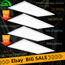 LED Flat Panel Troffer Light 2X4FT 7800LM Drop Ceiling Light 5000K White 4Pack
