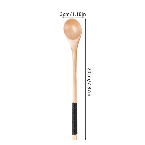 Long Wooden Teaspoon 20cm Wood Serving Coffee Mixing Spoon Japanese Style Spoon - Picture 6 of 15