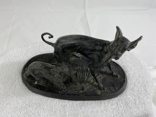 Vintage Maitland-Smith Metal Art Sculpture Whipple/Greyhound & Pekingese Dogs - Picture 12 of 19