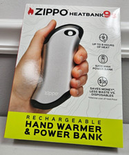 Zippo Silver Heat Power Bank 9s Rechargeable Hand Warmer with USB cable 40584