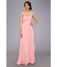 ADRIANNA PAPELL LONG IRRI CHIFFON STRAPLESS TIERED BRIDESMAID DRESS PINK 12 $220