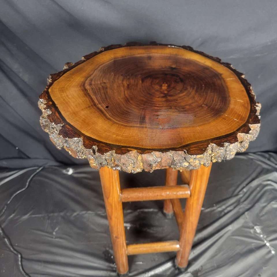 Rustic Live Edge Black Walnut Stool 13"W x 21"H - Image 2 of 3