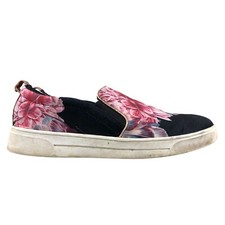 Ted Baker Women's Size 9 Tancey 2 Black Pink Floral Print Low Top Slip On Shoes