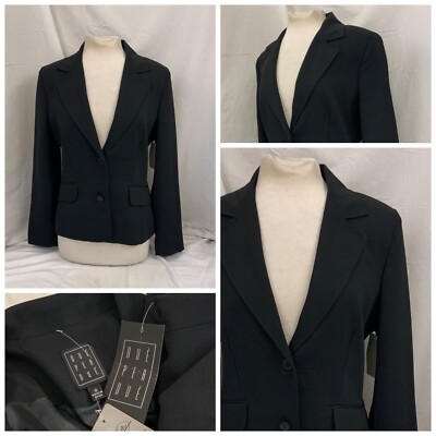 Due Per Due Blazer 10 Black 2 Btn 100% Polyester Lined NWT YGI Y1-906