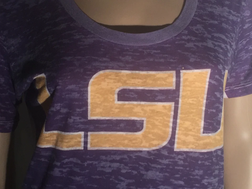 LSU Tigers NCAA SEC College Team Logo Purple White Touch Womens Medium M T-shirt - Image 2 of 4