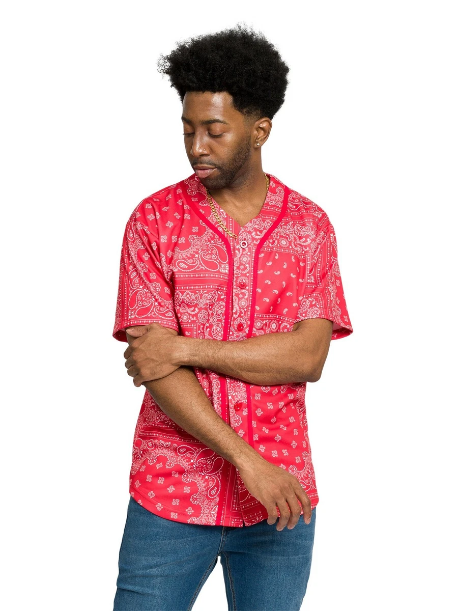 red bandana dress shirt Vintage J Crew Shirt Mens Medium Red Bandana Paisley Cotton Button Up 80s 90s