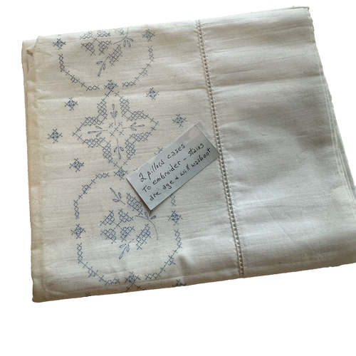 2 Standard Pillowcases With Pattern To Embroider Vintage Needlepoint eBay