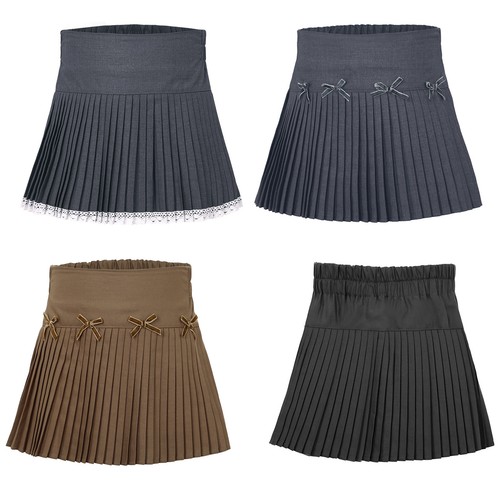 Kids Girls Skorts Bowknot Culottes Sports Skirt Dress Costume Uniform Pleated - Picture 6 of 35