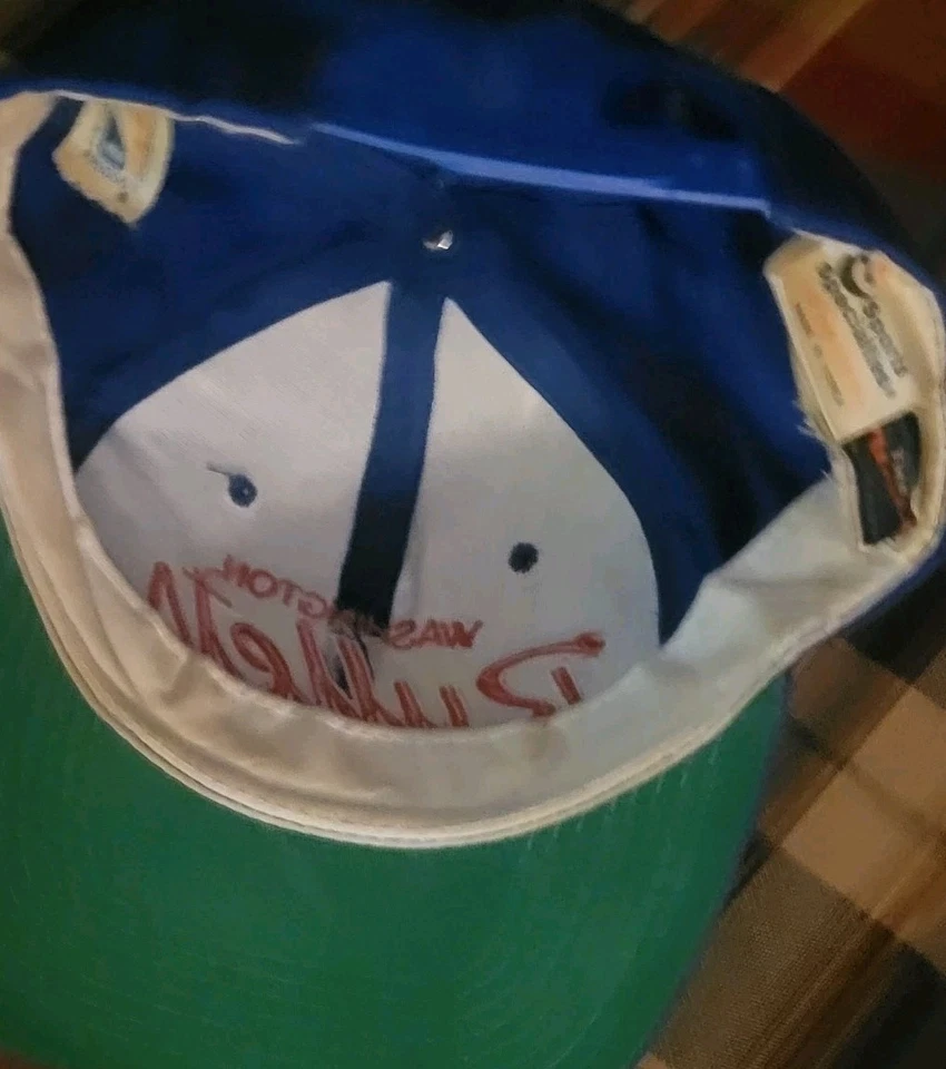 Washington Bullets Sports Specialties Script Snapback Hat Korea Blue Red 1994 - Image 4 of 4