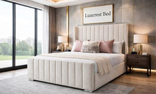 Luxury Hotel Style Ottoman Storage Upholstered Wingback King Size Bed Frame - UK