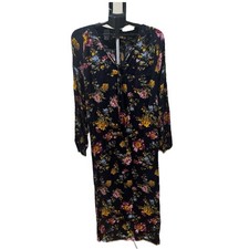 Natural Life Womens Maxi Dress XL Blue Floral Boho Hippie Peasant Flowy Rayon