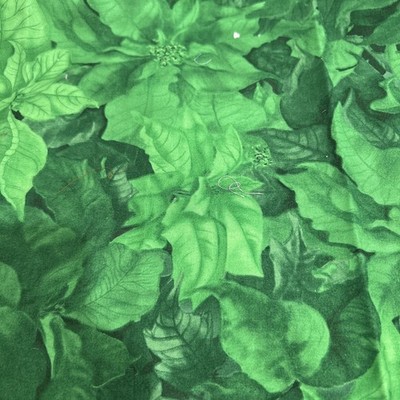 Hoffman Cotton Quilting Fabric Tonal Green Poinsettia Floral Holiday Christmas