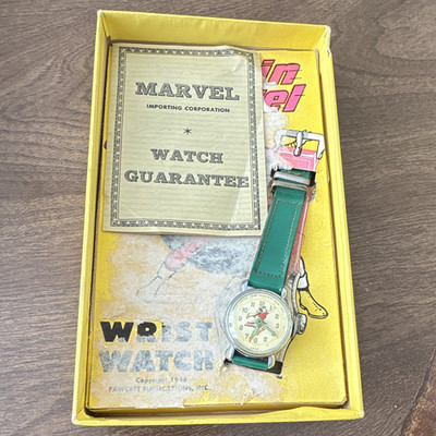 Mary Marvel Captain Marvel Vintage Mechanical Wristwatch w/ Box & Papers Green