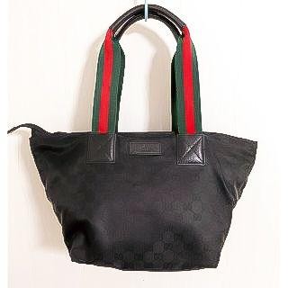 GUCCI Shelley Line GG Canvas Black Tote Bag Japan Import