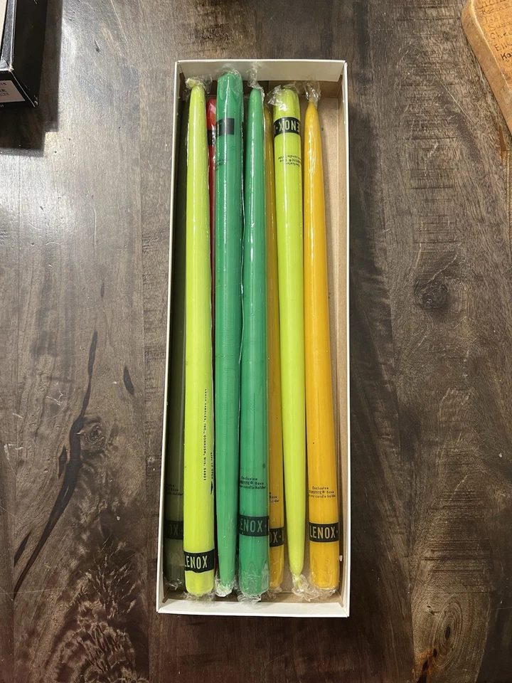 Nine (9) Vintage Lenox 15” Candles In Box Hand Dipped, Five (5) Colors - Image 3 of 4