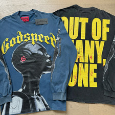 NEW Godspeed Rock Street Print Logo tee men's washed Long sleeved T-shirt