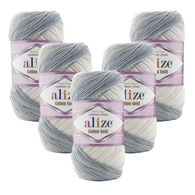 5 x 100 g ALIZE Cotton Gold Batik Farbverlaufsgarn Strickgarn