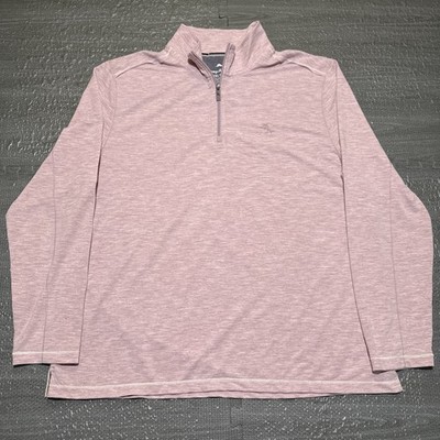 Tommy Bahama Pullover Costa Vera Performance Red Mens 2XL 1/4 Zip Long Sleeve
