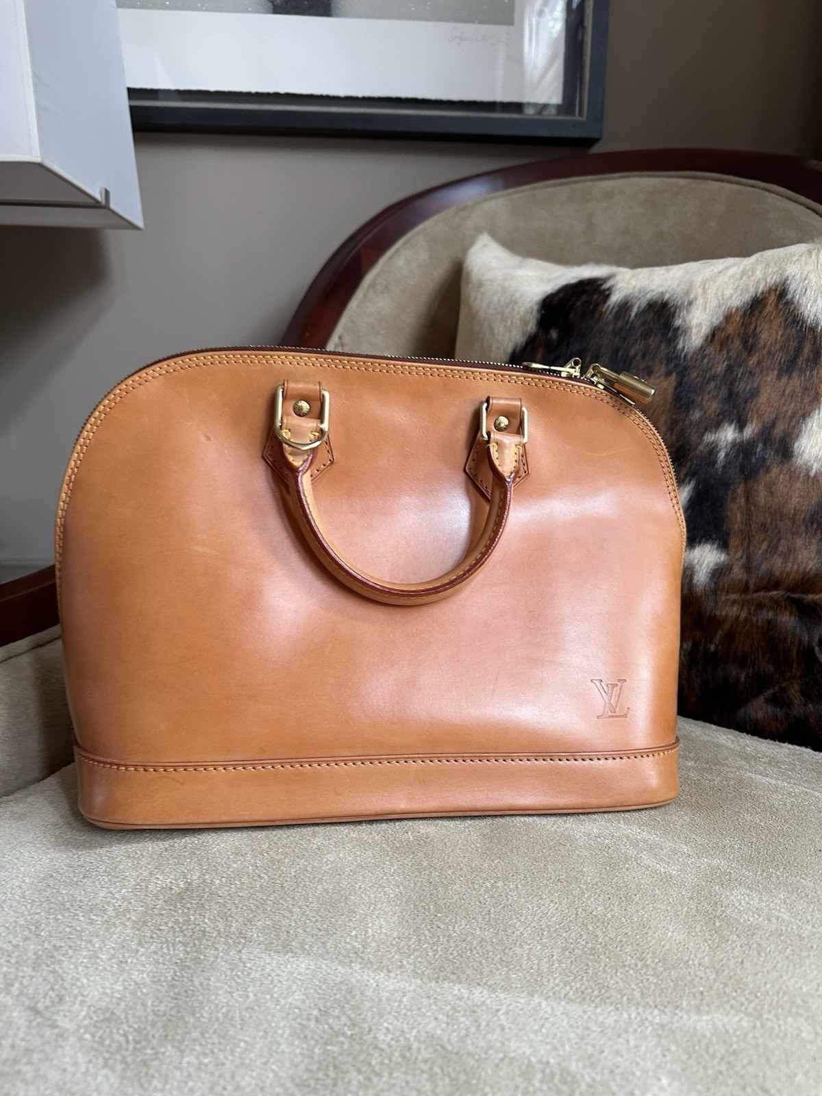 LOUIS VUITTON Nomade leather Alma Hand Bag 