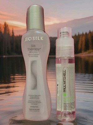 Paul Mitchell Skinny Hair Serum 0.85oz 25ml & Biosilk 2.26 Oz 67mL Both Travel 