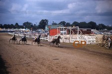 #XX118- z Old 35mm Slide Photo-Horse Race Track- Buggy- Red Kodachrome 1950s