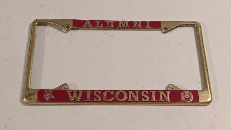 Vintage University Of Wisconsin Alumni License Plate Holder
