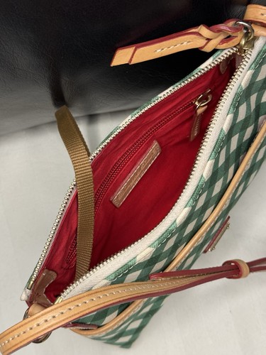 DOONEY & BOURKE Green White Checkered Pattern Crossbody Handbag - Picture 12 of 16