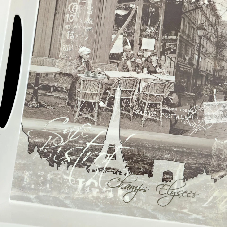 HOME ESSENTIALS AND BEYOND Melamine Serving Tray W/ Handles Vintage Paris Large - Image 3 of 4