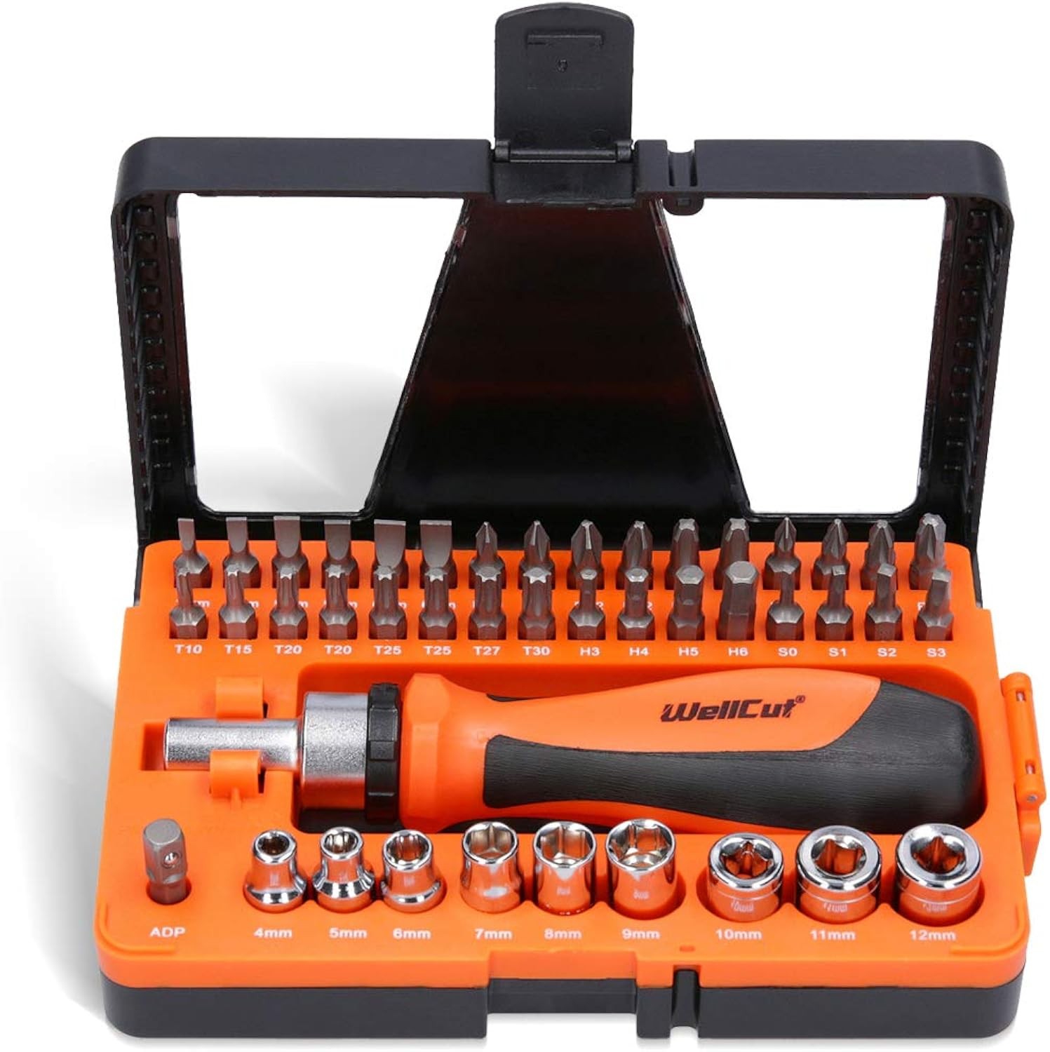 44 In 1 Ratchet Screwdriver Bit Set with 32pcs Cr-V Bits 9pcs 1/4 Inch Sockets - Image 4