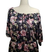 NWT 24/7 Velour Floral Midi Dress 2X Plus Blue Pink Whimsigoth Cottagecore