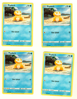 Set Of 4  Psyduck 24/203 Common Pokemon Trading Card Playset