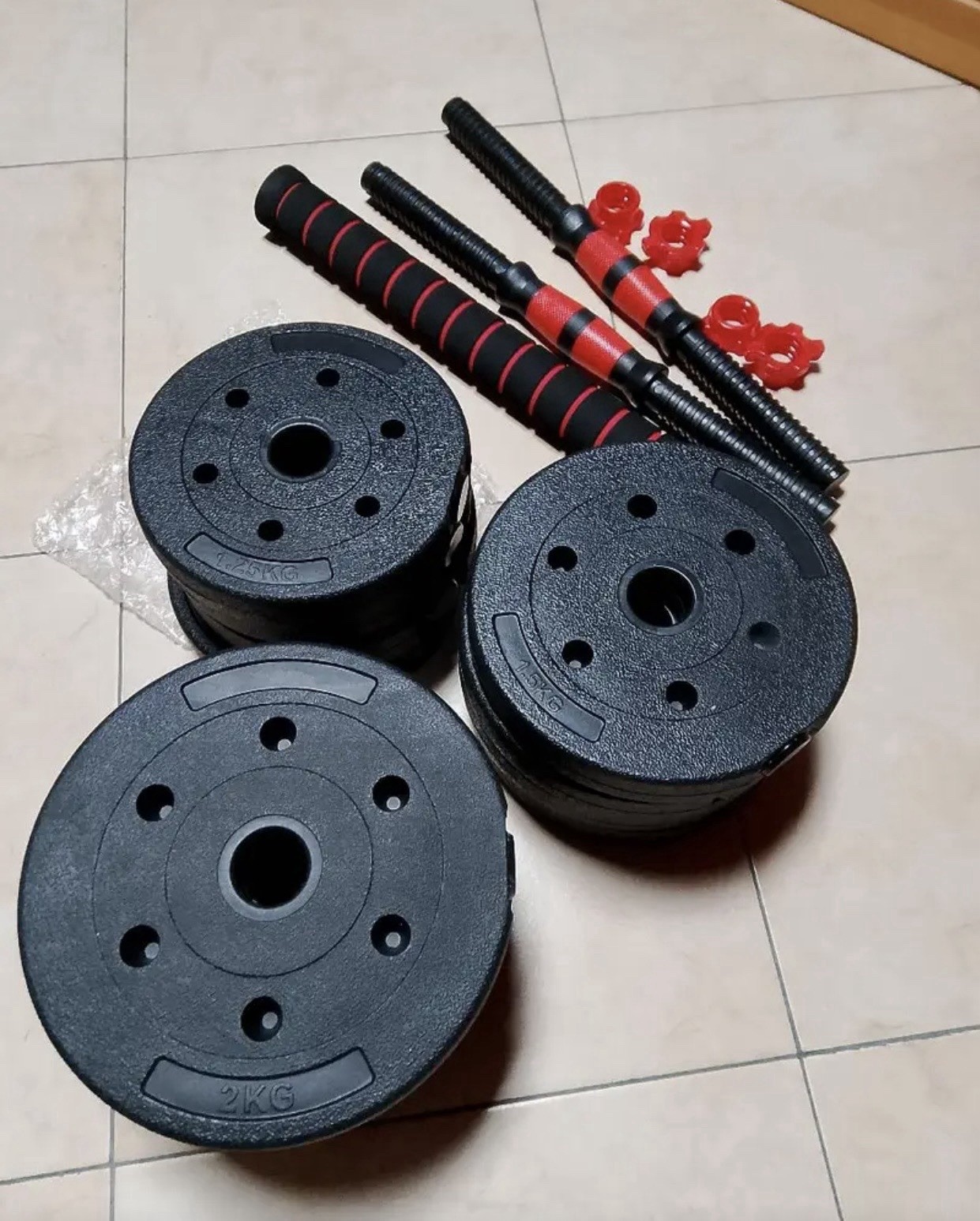 Set di 2 manubri convertibili in bilanciere, 20kg foto 4