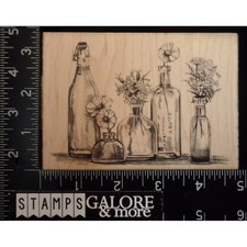 Inkadinkado Rubber Stamps 00513 BRUSHED BOTANICAL BOTTLE VASES FLOWERS 1485