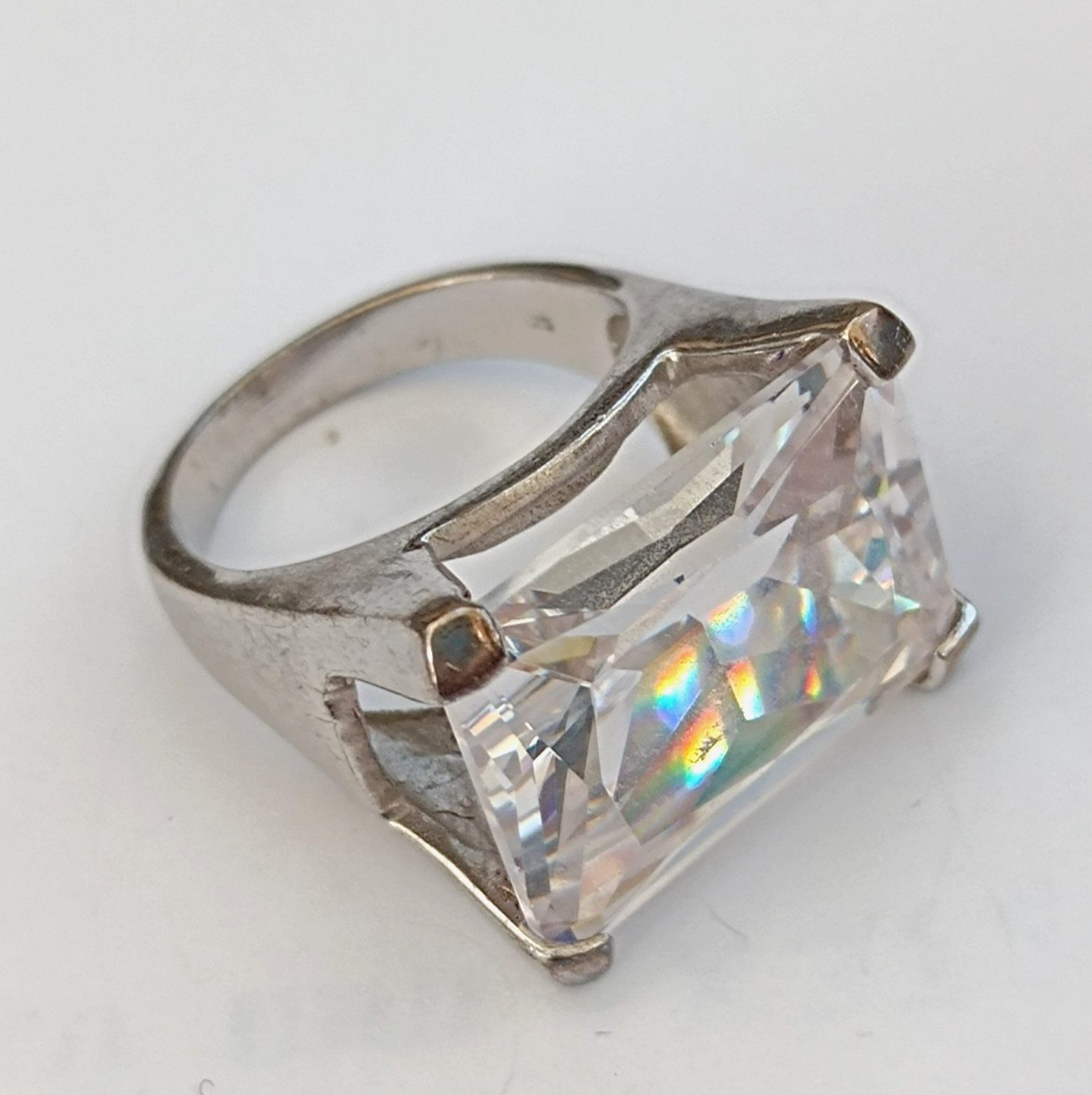 Clear Quartz Silver Ring Statement Cocktail Moder… - image 3