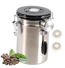 1.8L Coffee Canister Airtight, 26oz Coffee Storage Container Stainless Sliver